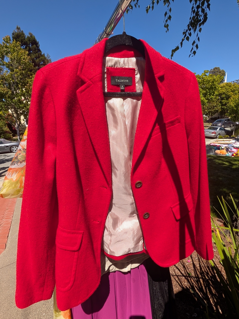 Talbots Bright Red Wool-Blend Blazer Jacket